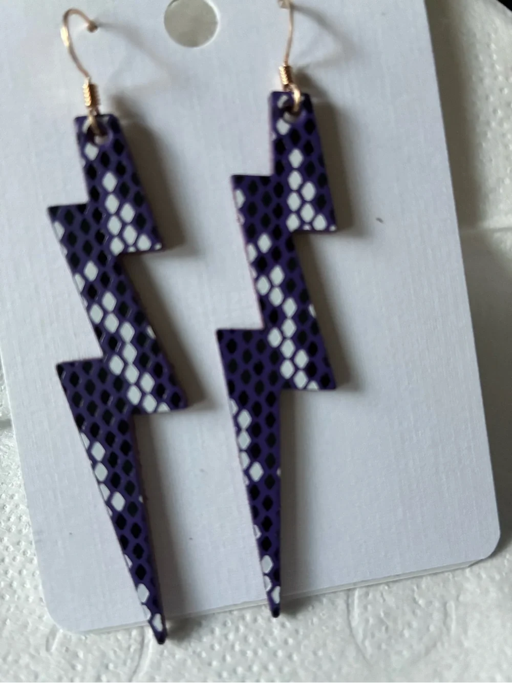 Purple Lightning Bolt Dangle Earrings